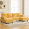 TIRAMISUBEST 103" U-Shaped Sectional Sofa with Double Chaise, Chenille Fabric & Storage Pockets - Large Living Room Couch with Pillows, Yellow - 3 of 4