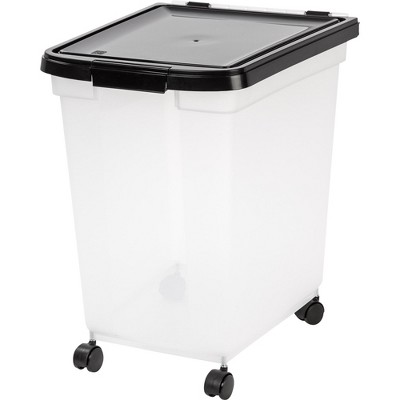 Iris Usa 32.5qt/8.1gal Airtight Pet Food Storage Container, Clear/black :  Target