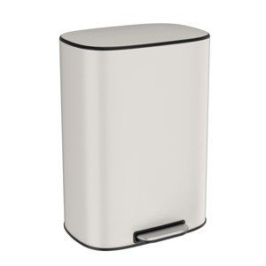 Munora 13 Gallon Stainless Steel Trash Can with Wood Finish, Foot Pedal Kitchen Step Bin with Soft-Close Lid - 1 of 4