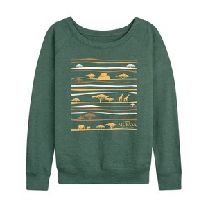 Women's - The Lion King - Line Pattern Lightweight French Terry Wide Neck Long Sleeve Shirt - 1 of 4
