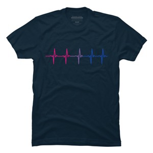 Adult Design By Humans Bisexual Pride Rainbow Heartbeat By Thingsandthings T-Shirt - 1 of 2