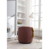 CAVINAS Teddy Fabric Swivel Accent Armchair, Barrel Chair with Ergonomic Backrest & Black Powder-Coated Metal Ring - 3 of 4
