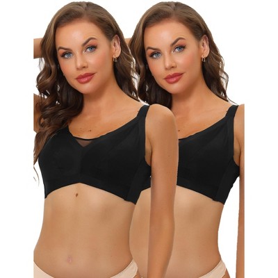 Allegra K Women's Adjustable Straps Minimizer Mesh Underwire Full Coverage Bras 2 Packs