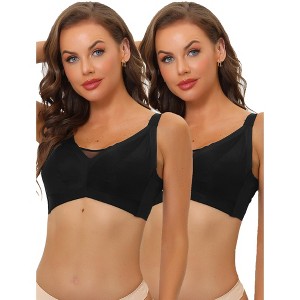 Allegra K Women's Adjustable Straps Minimizer Mesh Underwire Full Coverage Bras 2 Packs - 1 of 4