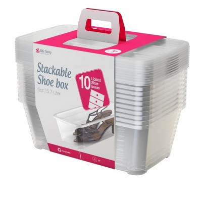 Gracious Living 10 Gal Stackable Home Storage Tote Bin with Lid, Clear (10 Pack)