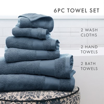 6 Piece Bath Towels Set, 100% Super Plush Premium Cotton - Becky Cameron - Thumbnail 2