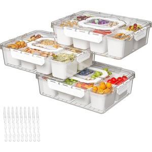 Acoinel Divided Serving Tray with Lid and Handles 8 Compartments Snack Box Container Charcuterie Organizer - 1 of 4
