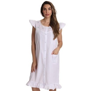 Dreamcrest Cap Sleeve Woven Nightgown with Floral Embroidery - Cute PJ Sleepwear - 1 of 3