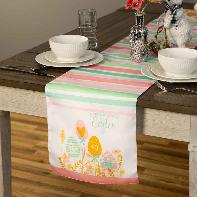 Northlight 72" Pastel "Happy Easter" Striped Table Runner, 2 of 6