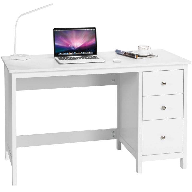 Computer Desk Study Writing Desk Home Office Workstation with 3 Drawers White/Black/Brown, 1 of 11