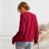 Women‘s Cream Sweater Long Sleeve Honeycomb Knit Pullover -Cupshe - 3 of 4
