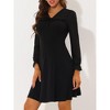 INSPIRE CHIC Women's V-neck Ruffle Trim Long Sleeve Dress - 2 of 4