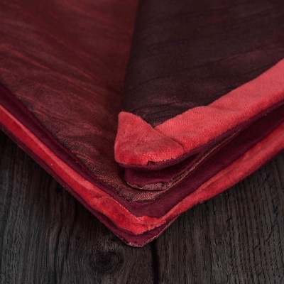 Luxurious 60" Burgundy Frost Polysilk and Velvet Christmas Tree Skirt