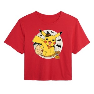 Women's - Pokémon - Pikachu Moon Witch-Junior's Cropped Graphic T-Shirt Cropped Graphic T-Shirt - 1 of 4