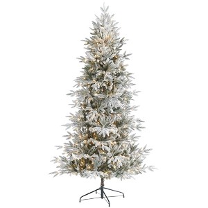 Nearly Natural 7.5’ Flocked Manchester Spruce Prelit LED Artificial Christmas Tree - 1 of 1