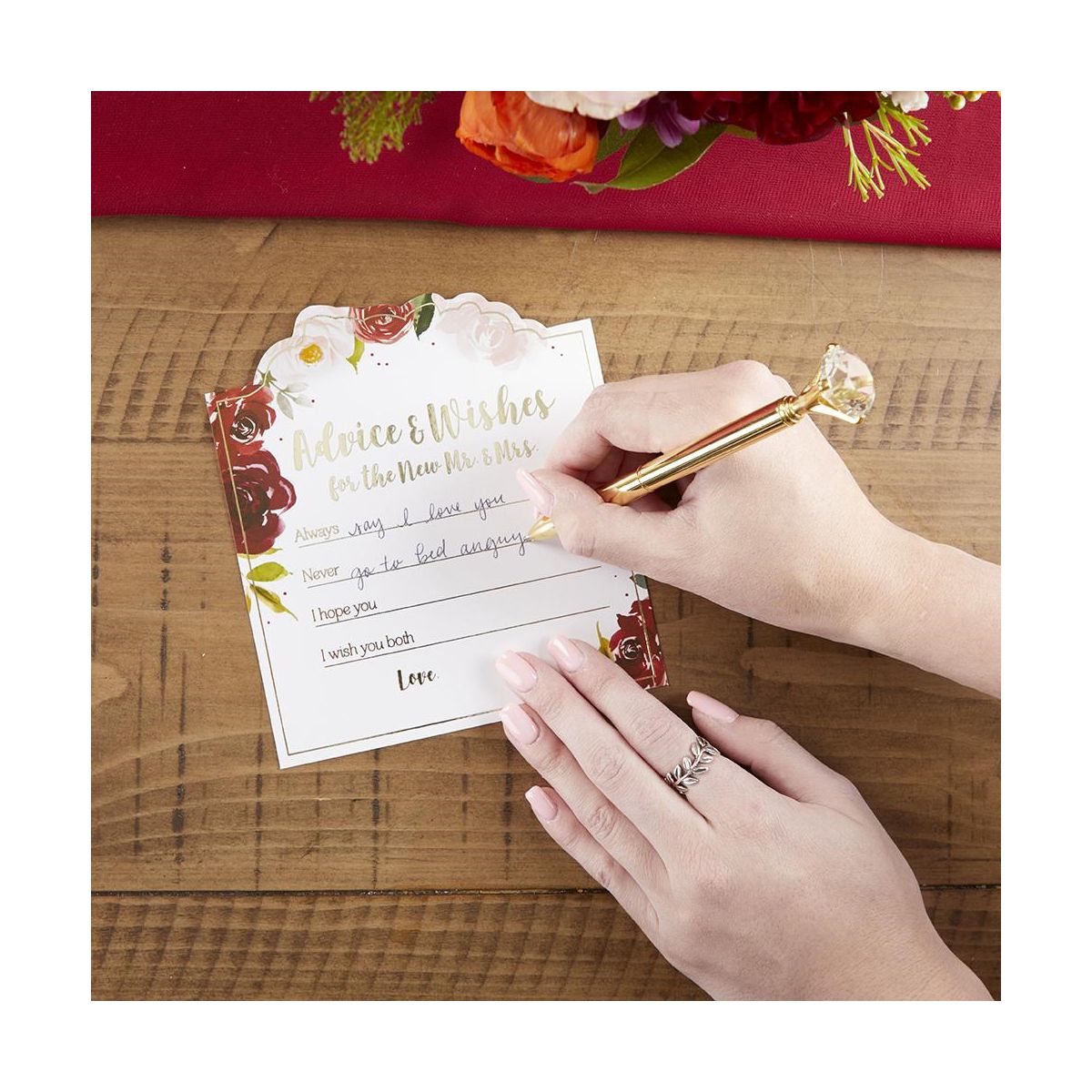 Kate Aspen Burgundy Blush Floral Wedding Advice Card (Set of 50) | 28507NA - thumbnail 3