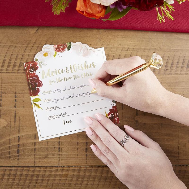 Kate Aspen Burgundy Blush Floral Wedding Advice Card (Set of 50) | 28507NA, 3 of 9