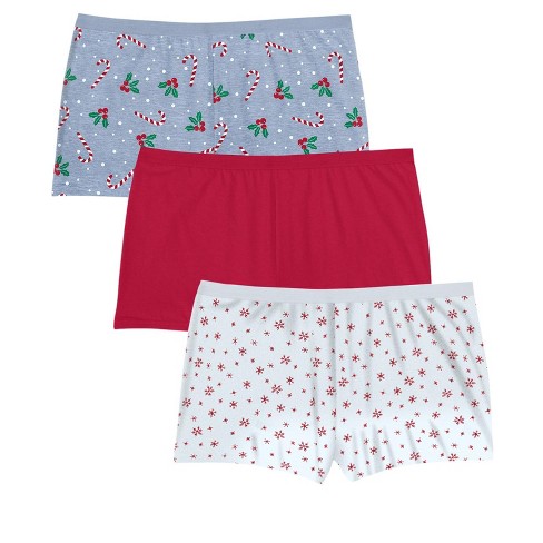 Comfort Choice Women's Plus Size Cotton Boyshort Panty 3-pack, 7 - Candy  Cane Pack : Target
