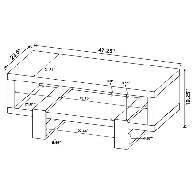 Gray Driftwood and Black Rectangular Wood Coffee Table