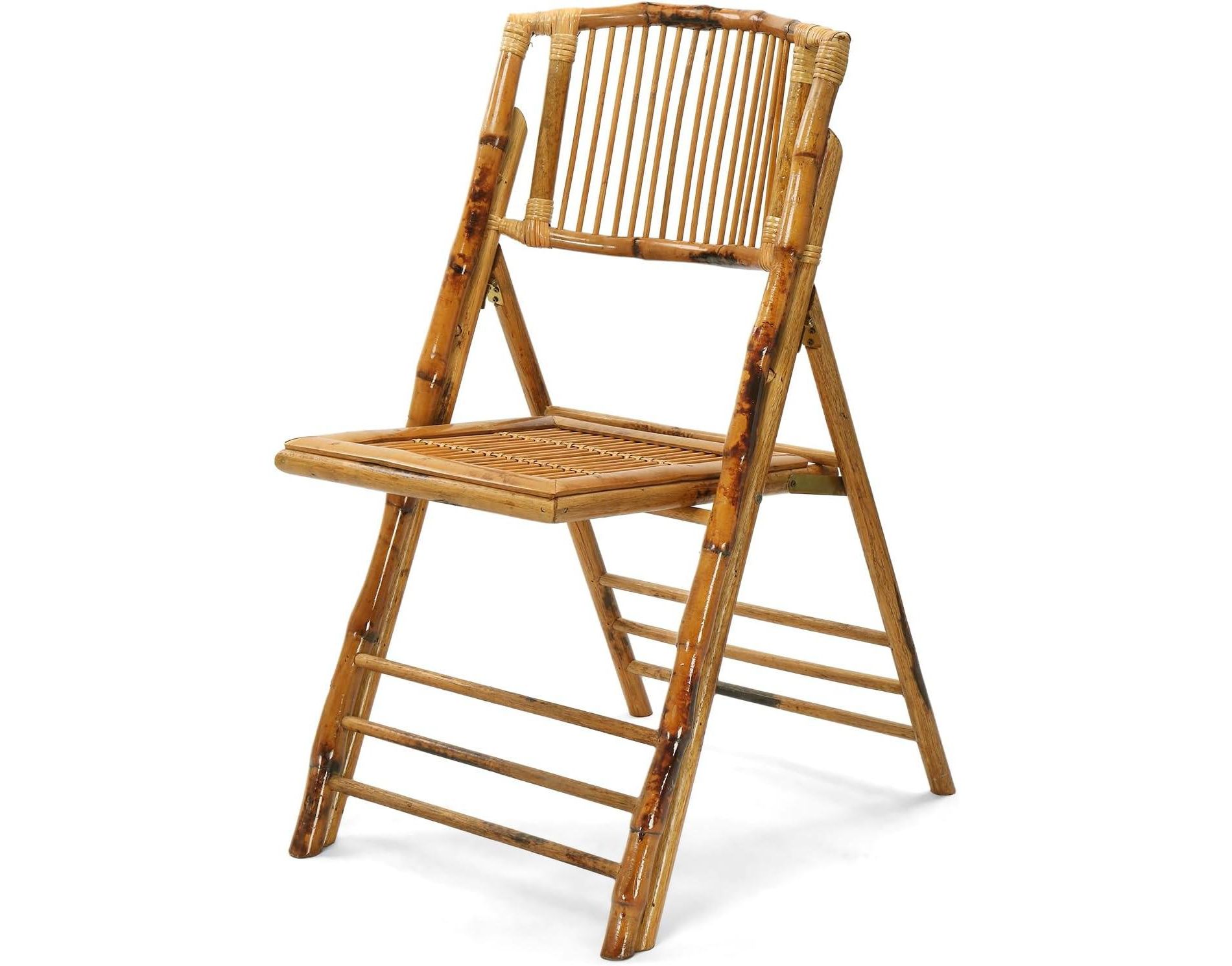 VINGLI Bamboo Folding Chair, Foldable Dining Wood Chairs Comfortable Seat for Outdoor & Indoor, Patio, Porch, Wedding, Party, Event,Brown (1 Pack)