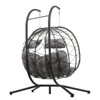 GlasFlength Patio Seating Sets Steel, Garden,Balcony and Outdoor Hanging Egg Chair With Iron Frame, Black, 58.2"*37"*74.8" - 3 of 4