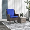Outsunny Patio Wicker Rocking Chair, Outdoor PE Rattan Swing Chair w/ Soft Cushions for Garden, Patio, Lawn - 3 of 4
