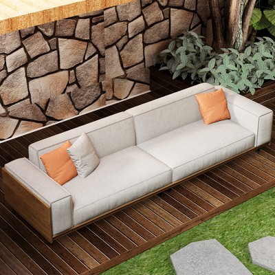 Luck Live 111.81 inch soft cushion sofa with throw pillows