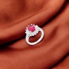 Slickblue Classic Women's 3ct Pink / Aqua CZ Ring, Rhodium Finish, Baguette and Round Cut, Available in Sizes 5-10 - 2 of 4