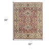 Ivory Red and Gold Wool Oriental Hand Knotted Area Rug With Fringe - 3 of 4