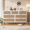 Rattan Dresser with 7 Drawers, Tall Modern Closet with Deep Storage, Large Chest of Drawers with Wide Top - 3 of 4