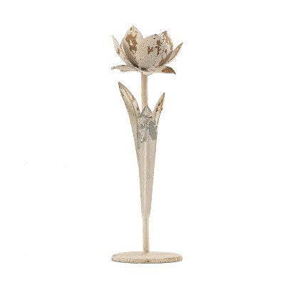 Vintage Inspired White Lotus Flower Candle Holder, Rustic Candle Holder, Wedding Table Decor, 1pc