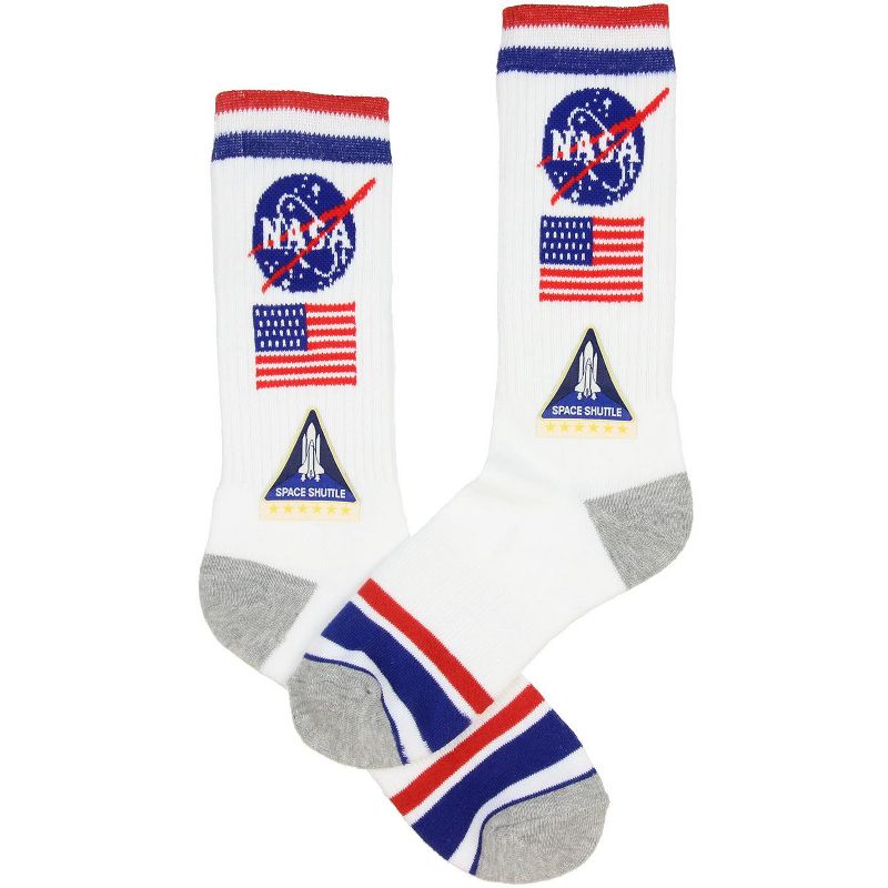Buzz Aldrin NASA Meatball Logo and Symbols Crew Socks 2 Pair Calf High Multicoloured, 2 of 6