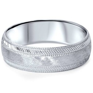 Pompeii3 Mens White Gold Fancy 6mm Comfort Fit Wedding Band Ring - 1 of 3