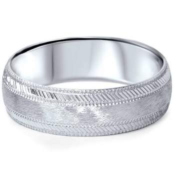 Pompeii3 Mens White Gold Fancy 6mm Comfort Fit Wedding Band Ring