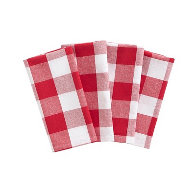 Hen Pecked Red Stripes Dinner Napkin Set of 4 Farmhouse Chic Table Mat