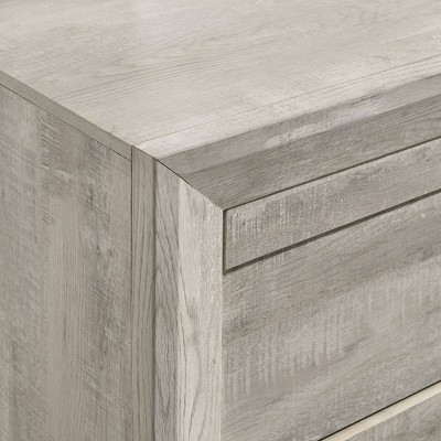 Ash White 5-Drawer Chest with Black Pulls
