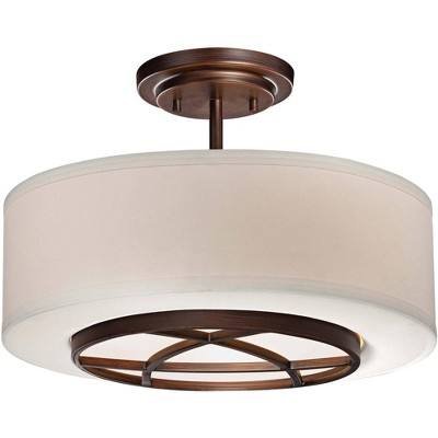 Minka Lavery City Club 15" Wide Brushed Bronze Semi-Flush Ceiling Light