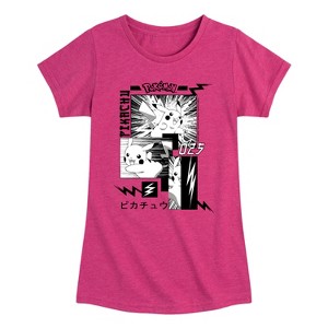 Girls' - Pokémon - Pikachu Manga Fitted Short Sleeve Graphic T-Shirt - 1 of 4