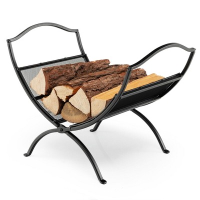 Tangkula Fireplace Log Holder Folding Firewood Rack Storage Heavy Duty Logs Stacker