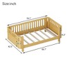 VASIP Twin Size Wood Platform Bed for Boys and Girls, Low Profile Kids Bed with Safety Rails ,White - 3 of 4