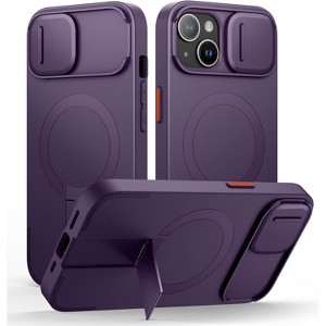 SURITCH for iPhone 15 Case with Magnetic Camera Slide Cover and Adjustable Kickstand, Compatible with MagSafe, Shockproof Bumper Case - 1 of 1