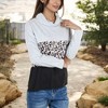 Anna-Kaci Women's Color Block Top with Leopard Print Panel and Cowl Neck Detail - 4 of 4