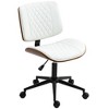 HOMCOM Home Office Chair No Arms with Wheels, PU Leather Mid Back Desk Chair with Adjustable Height, 360 Swivel for Office, Meeting Room, White - 4 of 4