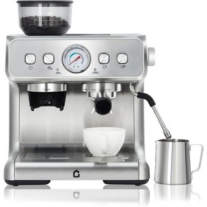 Espresso Machine with Grinder, 2.8L Removable Water Tank & 20 Bar Milk Frother Steam Wand, Adjustable Shot Volume, 31 Grind Settings - 1 of 4