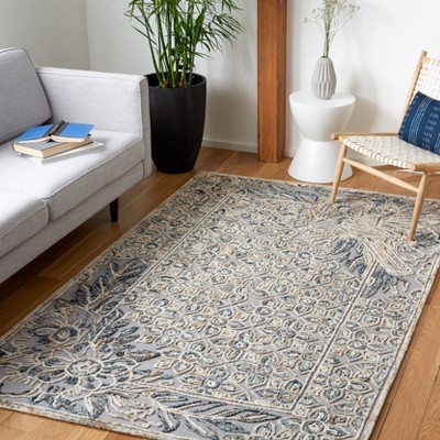 Hand-Tufted Grey and Beige Wool Rectangular Area Rug