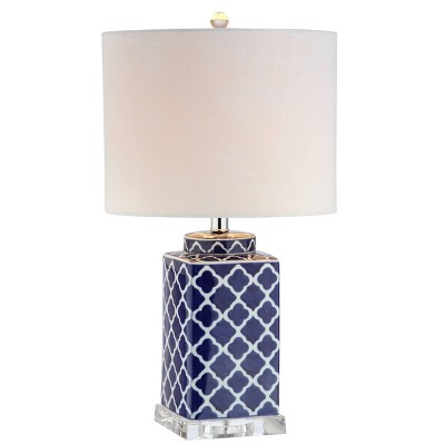 23" Clarke Chinoiserie Table Lamp (Includes LED Light Bulb) Blue - JONATHAN Y