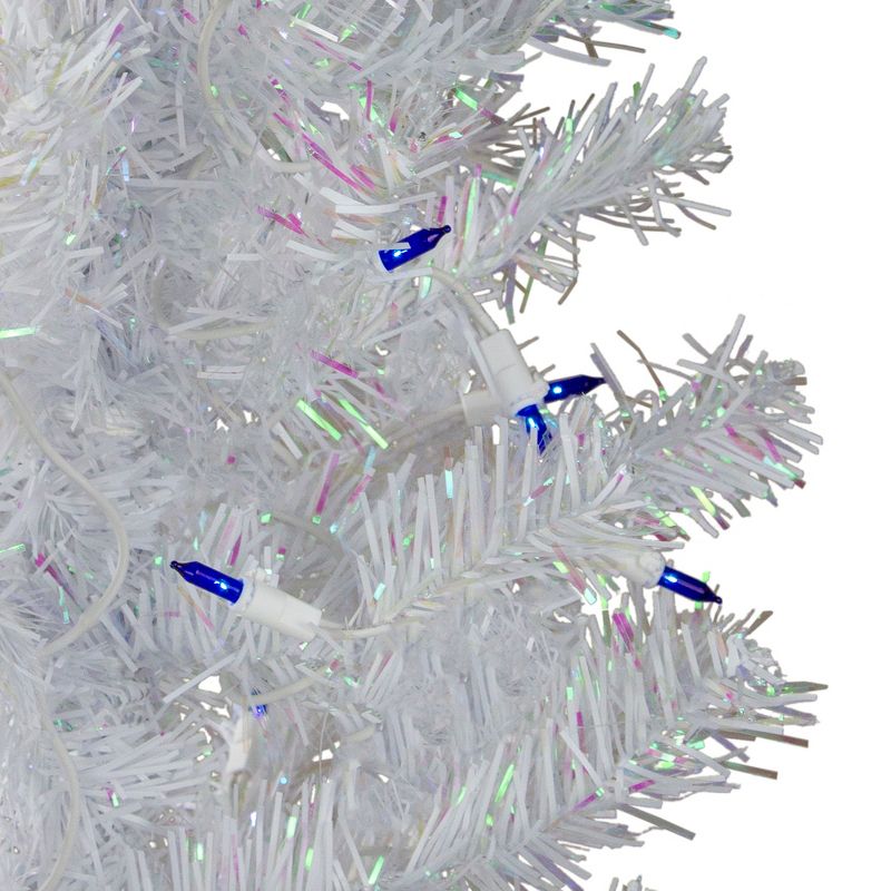 Northlight 4' Pre-Lit Medium White Iridescent Pine Artificial Christmas Tree - Blue Lights, 3 of 7