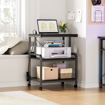 Aheaplus 30.3" Adjustable Printer Stand with Charging Station, Moveable Printer Table with Storage