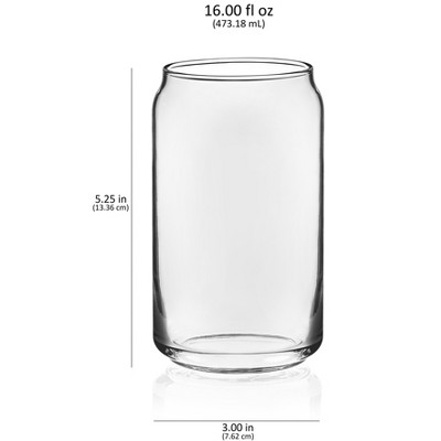 Clear Glass Can Shaped Tumbler Set, 16 oz, 4-Pack