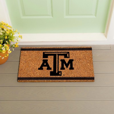 Evergreen Texas A&M Logo Turf Mat, Brown- 28 x 16 Inches Indoor Outdoor Doormat